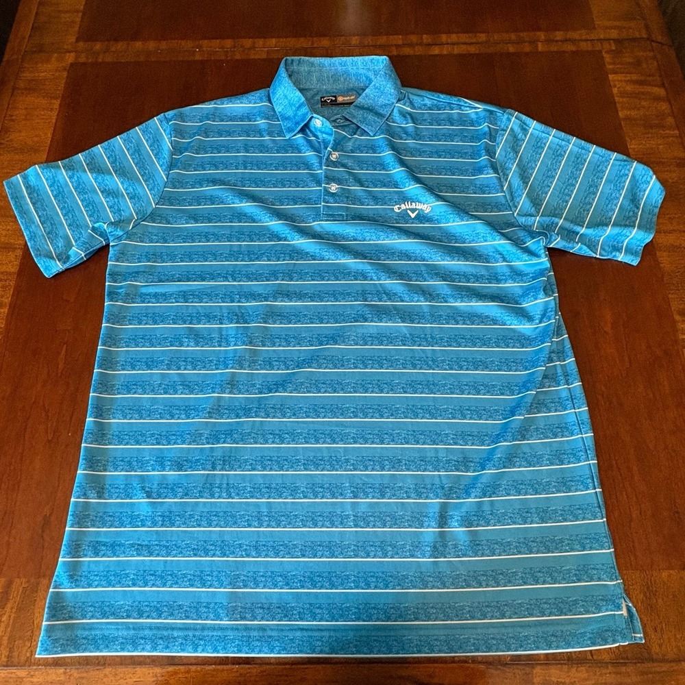 Callaway Opti-Dri Blue Striped Golf Polo Shirt Size Large